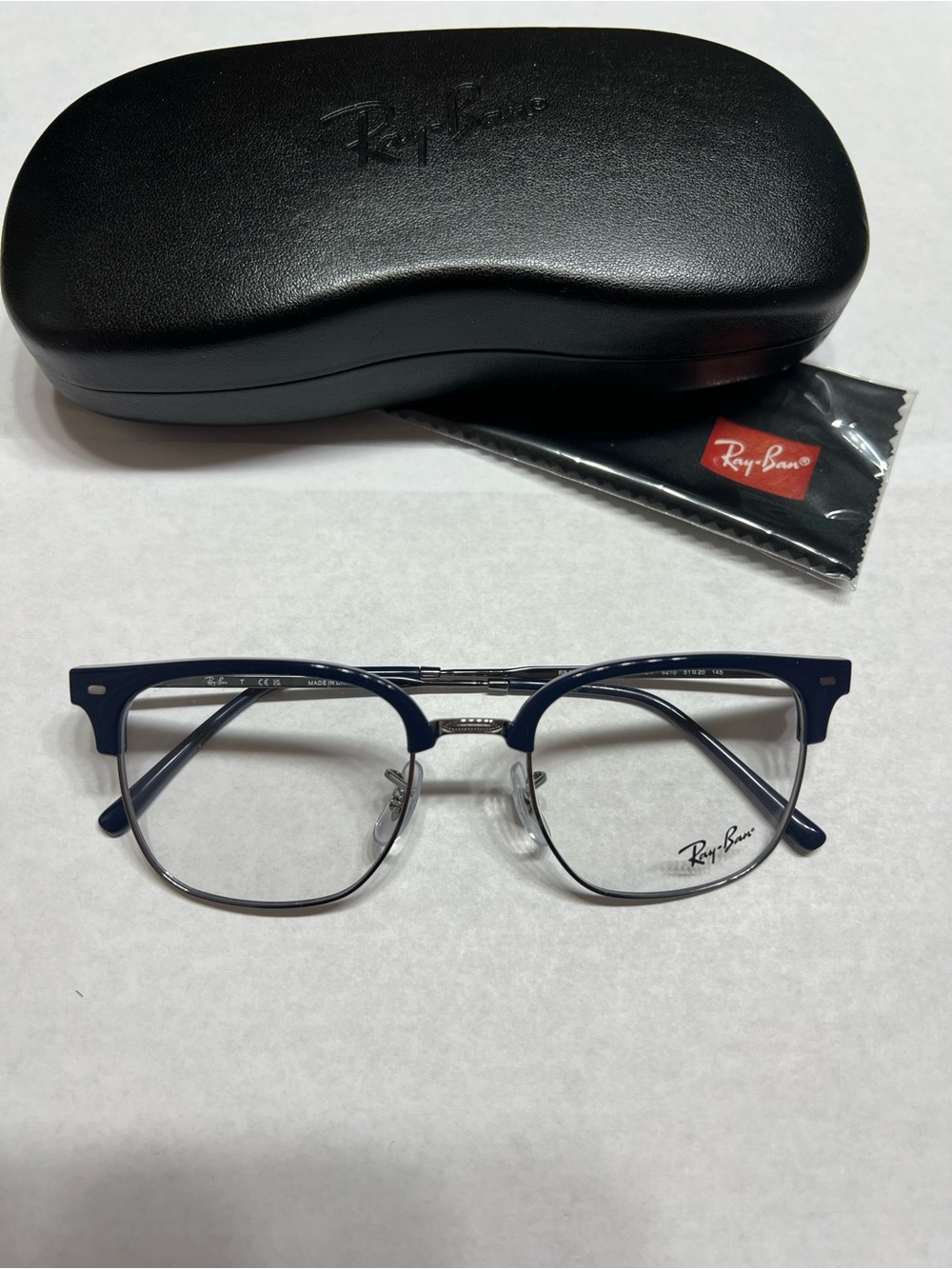Ray-Ban 7216 Navy and Silver Clubmaster-Style Eyeglasses